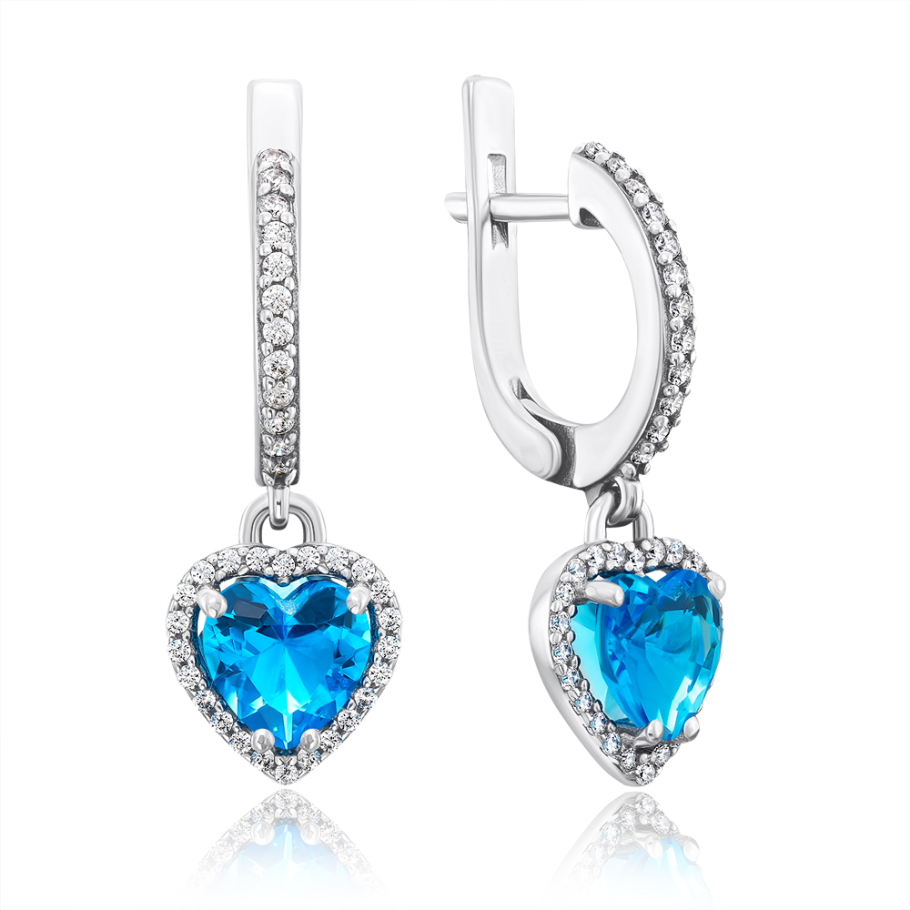 Серебряные серьги с голубым кварцем. Артикул 2903/9р-QSWB