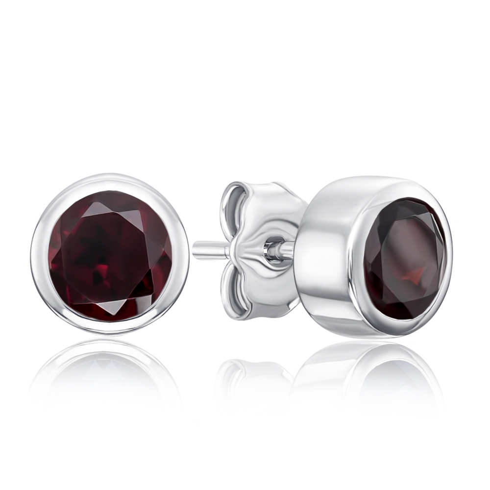 Серебряные серьги с гранатом. Артикул NA495-E/12/5086