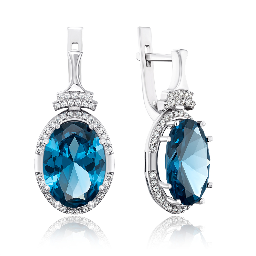 Серебряные серьги с кварцем London blue. Артикул 2149/1p-QLB