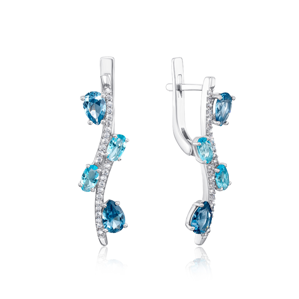 Серебряные серьги с London кварцем. Артикул 2941/9р-QLBQS