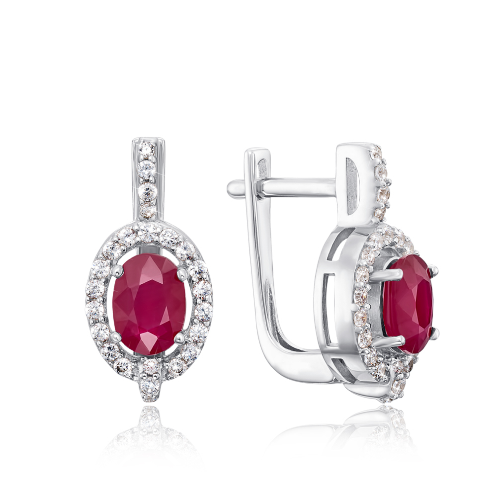 Серебряные серьги с рубином. Артикул GRE2230-E/12/8809