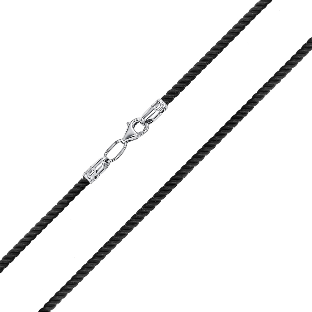 Ювелирный шелковый шнурок с серебряной застежкой SGrit2mm Black ROD
