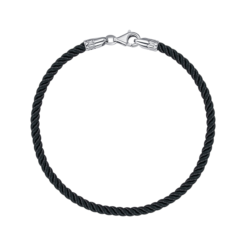 Шелковый серебряный браслет SGrit2mmBlackBR