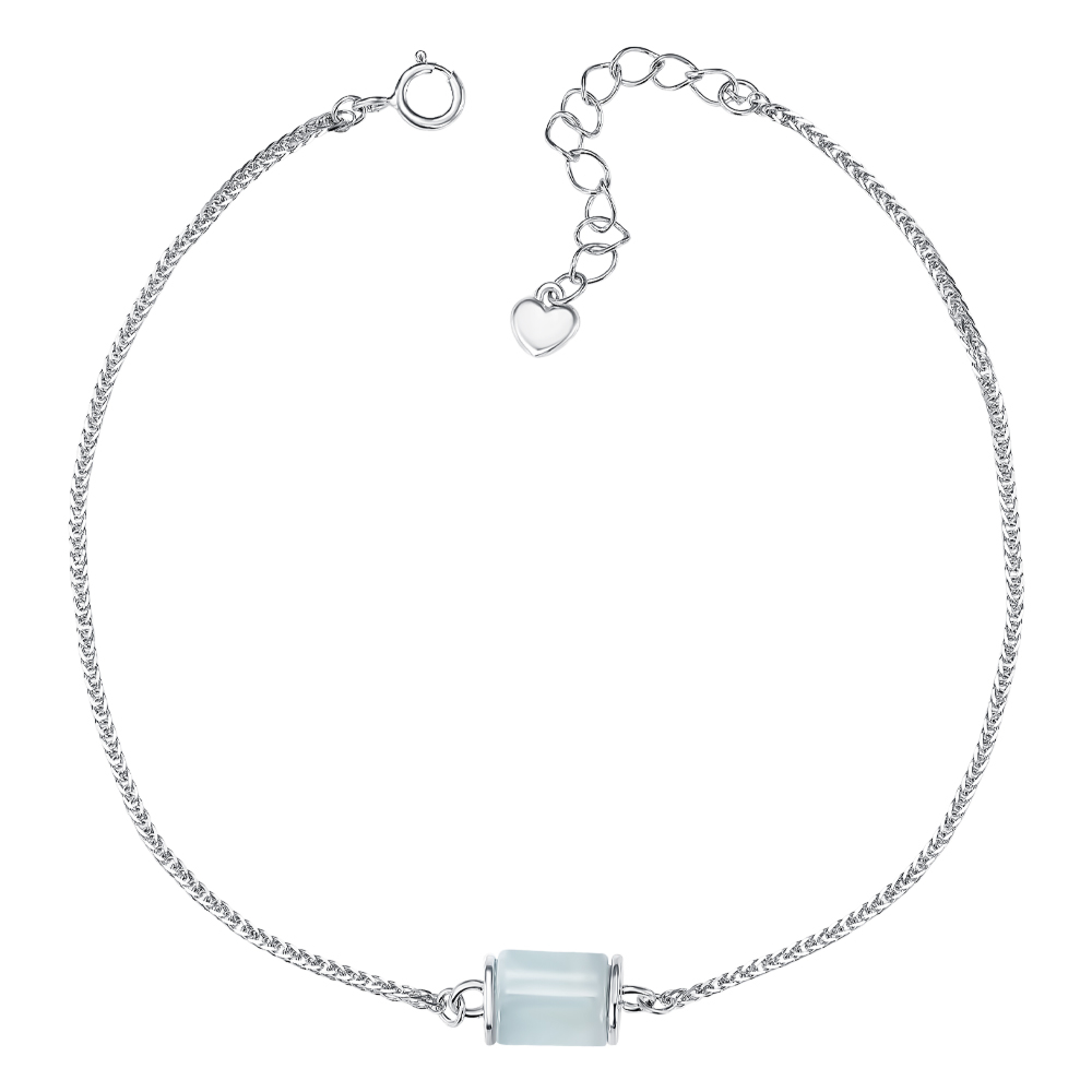 Серебряный браслет с жадеитом. Артикул SL00031-B/12/7953
