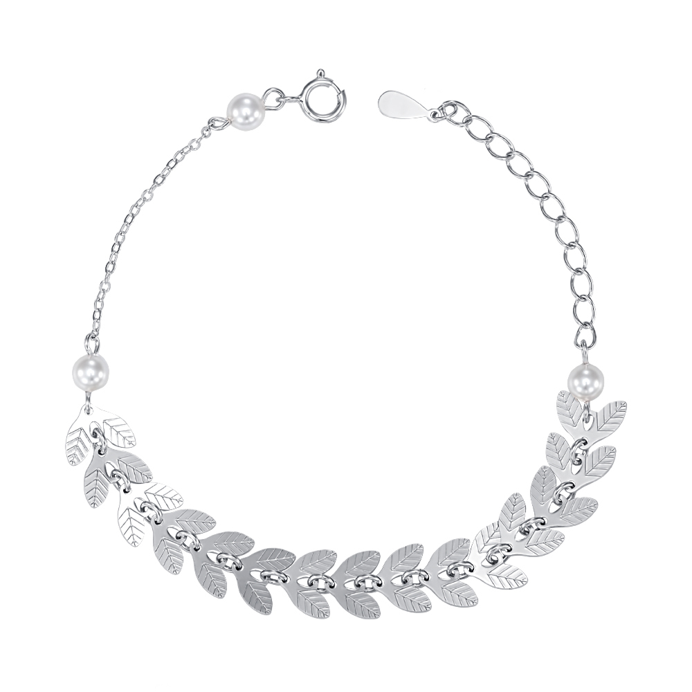 Срібний браслет з перлами. Артикул SL00261-B/12/2154