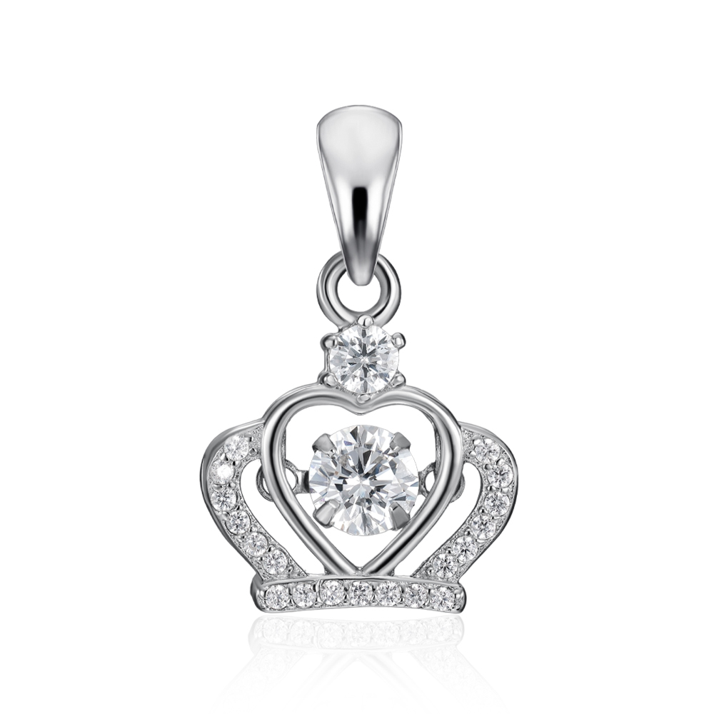 Серебряная подвеска "Корона" с фианитами. Артикул SP00427-P/12/1