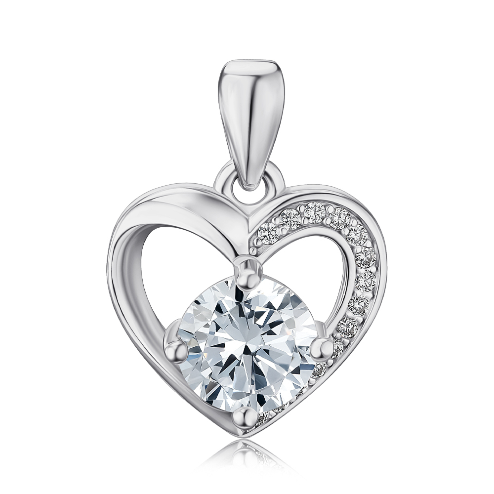 Срібна підвіска Серце з фіанітами SP00491-P/12/1