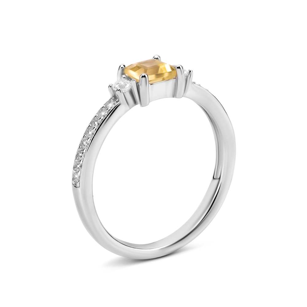 Серебряное кольцо с цитрином и фианитами. Артикул UG5SZDR92095-1