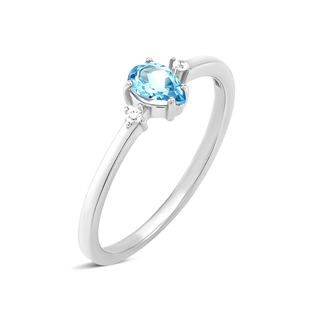 Серебряное кольцо с топазом и фианитами. Артикул UG5SZDR92096