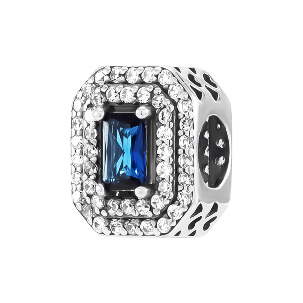 Серебряная бусина шарм с фианитами. Артикул UG5PK00019