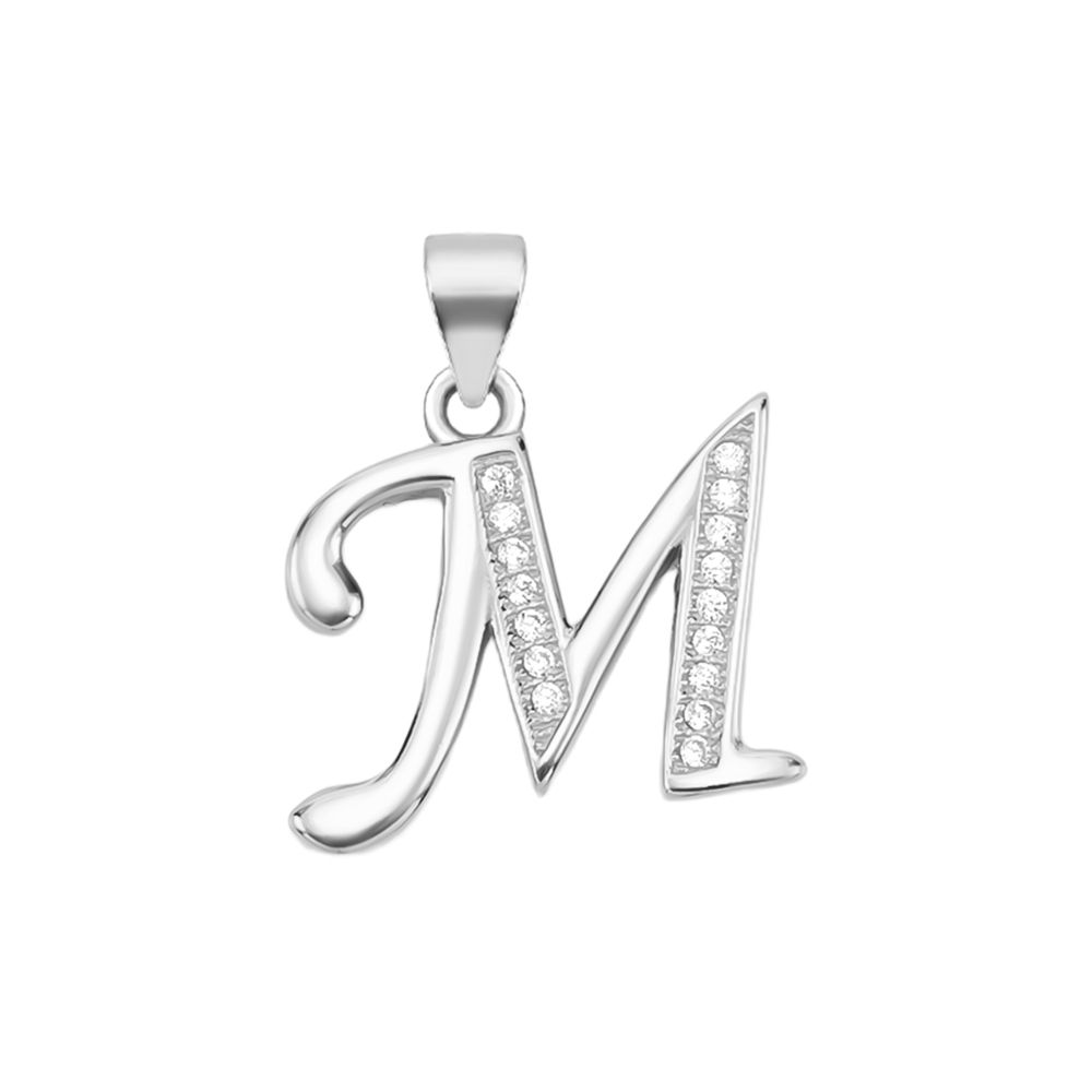 Серебряная подвеска Буква М с фианитами. Артикул UG5540129б