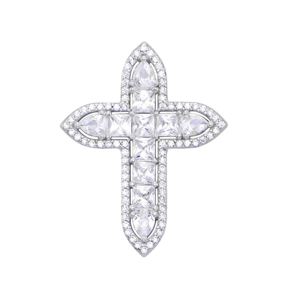 Серебряная подвеска Крестик с фианитами. Артикул UG539176