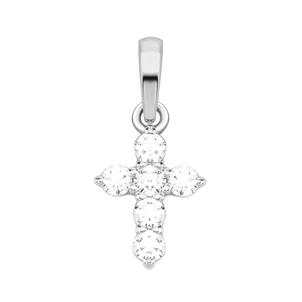 Серебряная подвеска Крестик с фианитами. Артикул UG539174