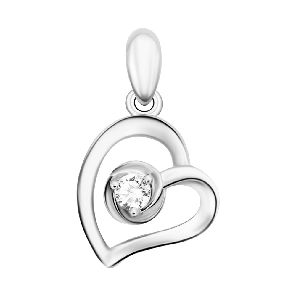 Серебряная подвеска Сердце с фианитом. Артикул UG57PE39867
