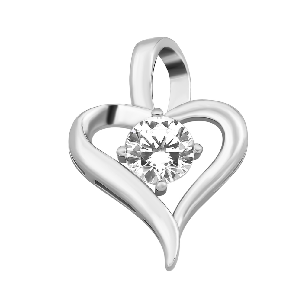 Серебряная подвеска Сердце с фианитом.Артикул UG5PE40402
