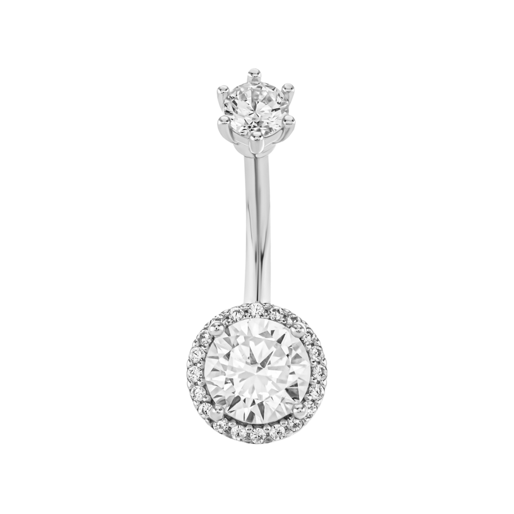 Серебряная серьга-пирсинг с фианитами. Артикул UG5TK01409