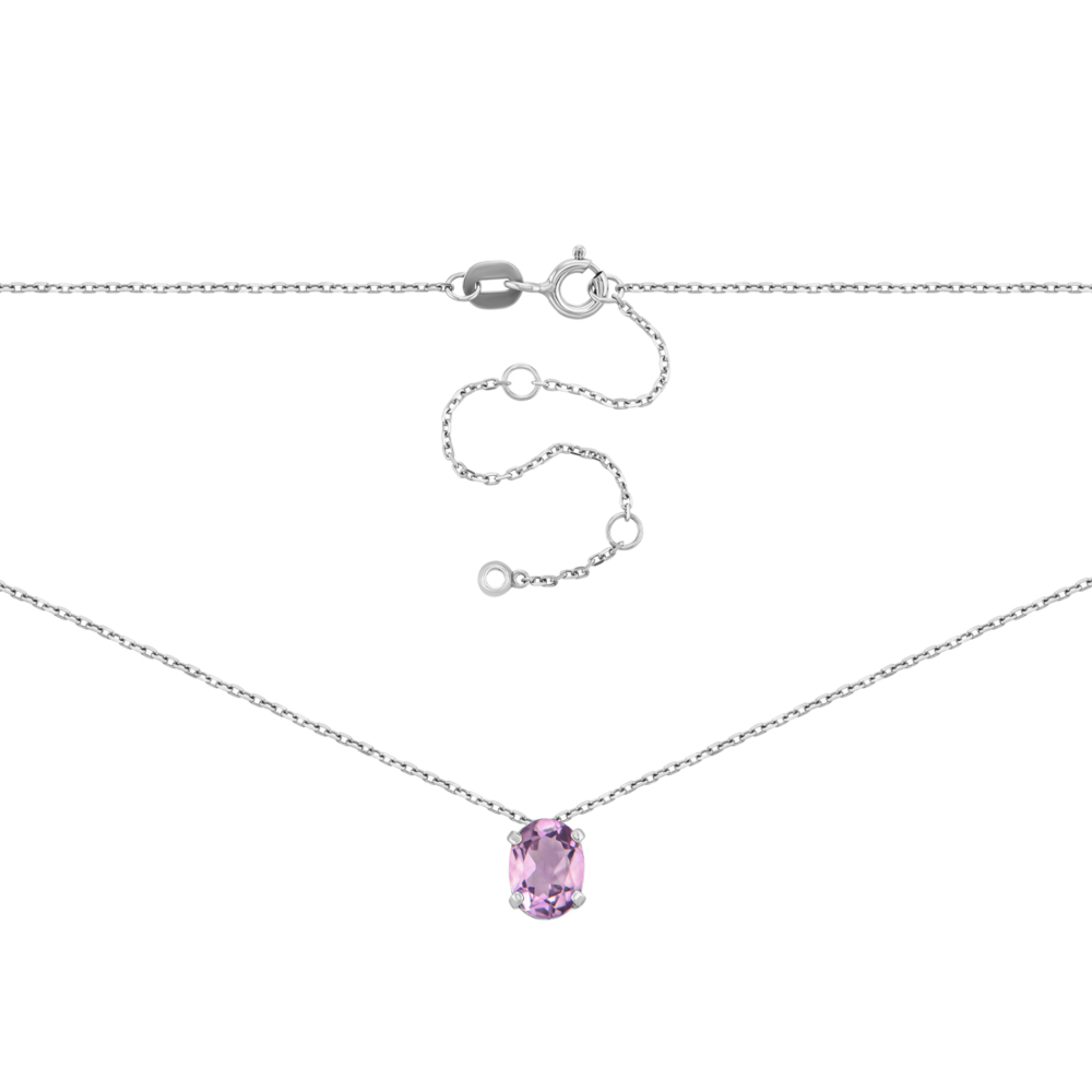 Cрібне кольє з аметистом. Артикул UG51457Кол.а.Rh