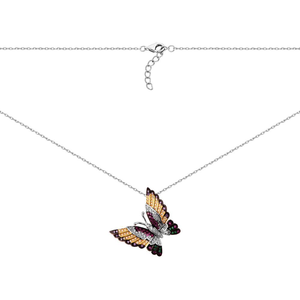 Серебряное колье Бабочка с фианитами.Артикул UG5SP37720