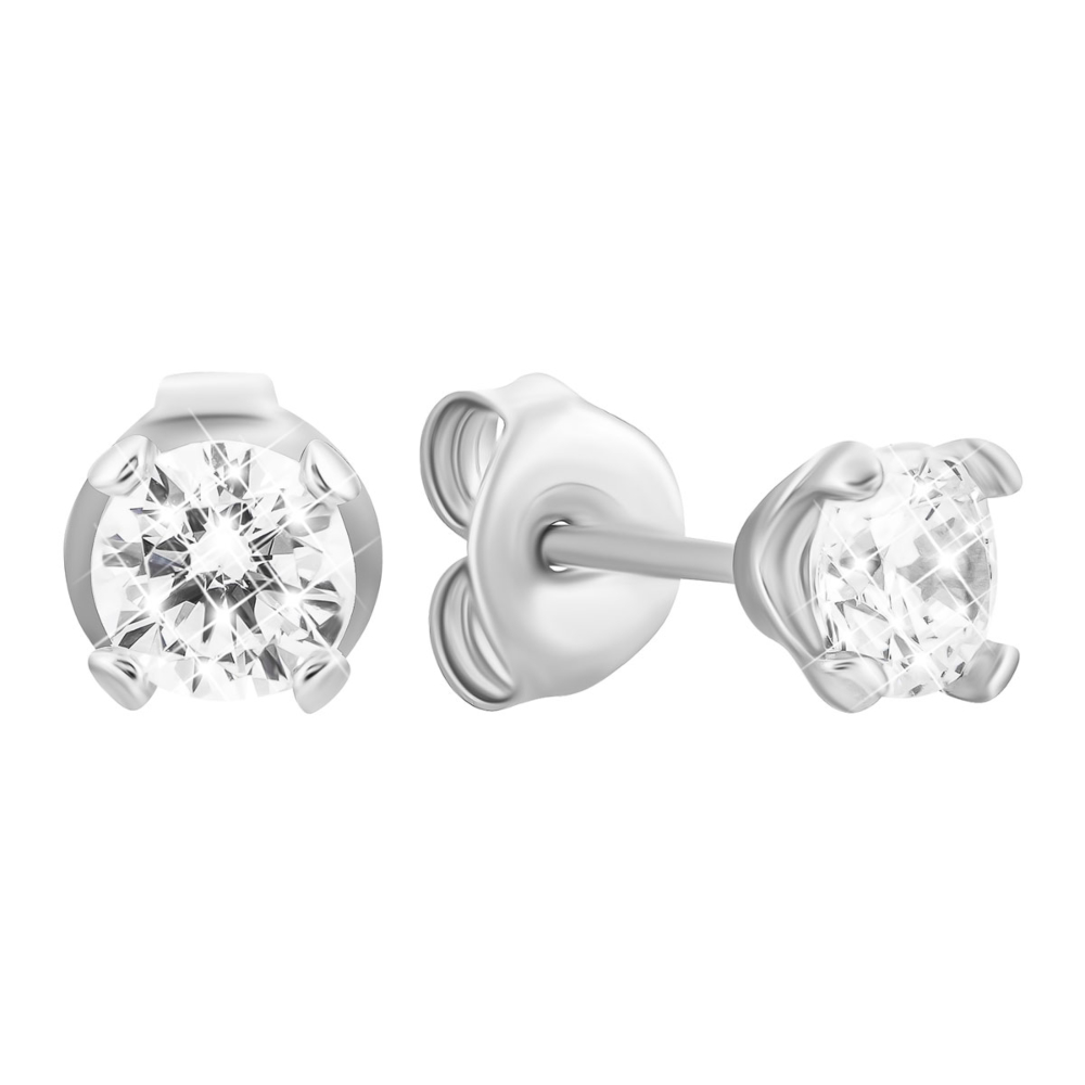 Серебряные пуссеты с фианитом.Артикул UG5SZDE09257