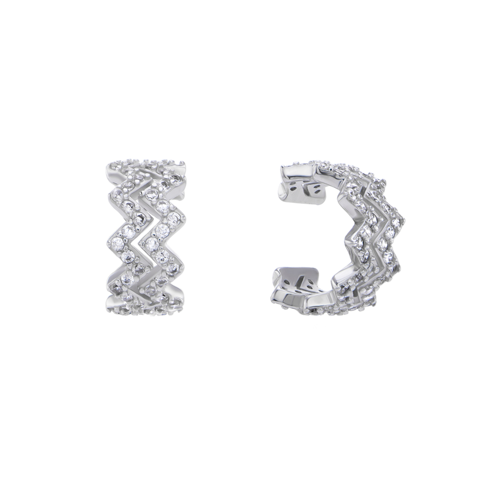 Серебряные серьги-каффы с фианитами. Артикул UG5520927б