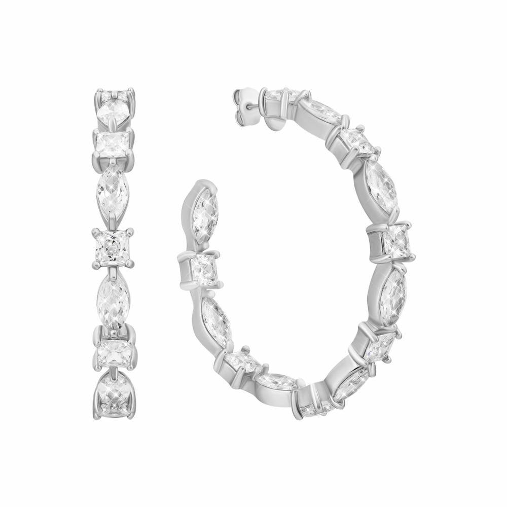 Серебряные серьги-конго с фианитами.Артикул UG5E30495-BH
