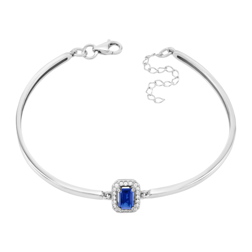 Серебряный браслет с гидротермальным сапфиром и фианитам. Артикул UG54247р-HSPH