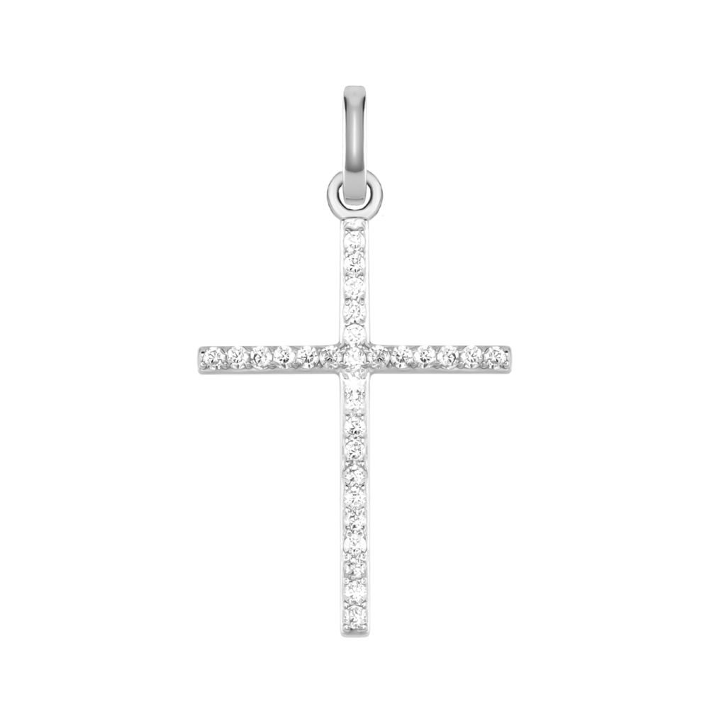 Срібний хрестик з фіанітами. Артикул UG53014/1р-CZ