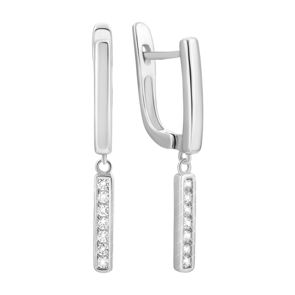 Серебряные серьги-подвески c фианитами. Артикул UG5SZDE00261