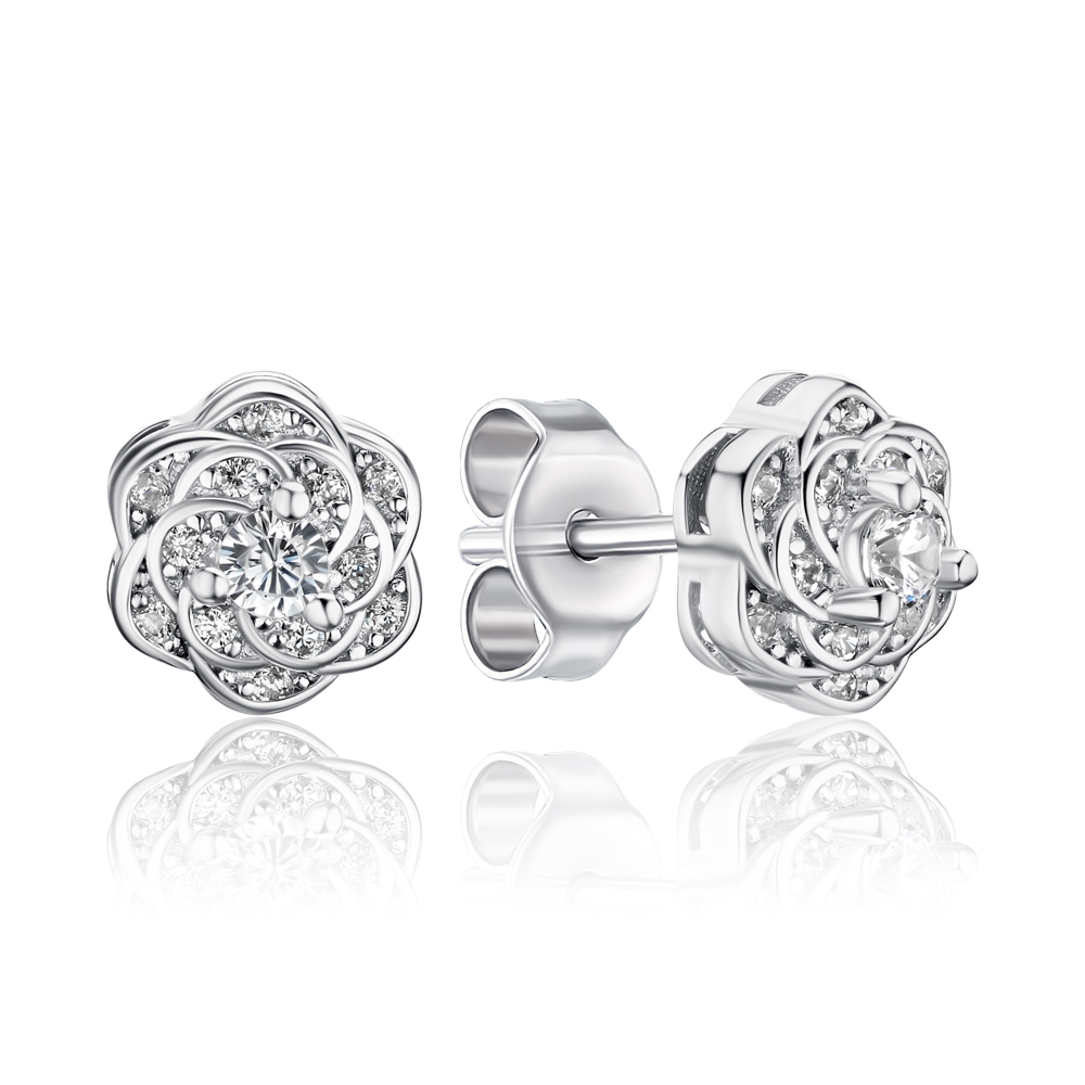 Срібні сережки з фіанітами SZDE00429-E/12/1