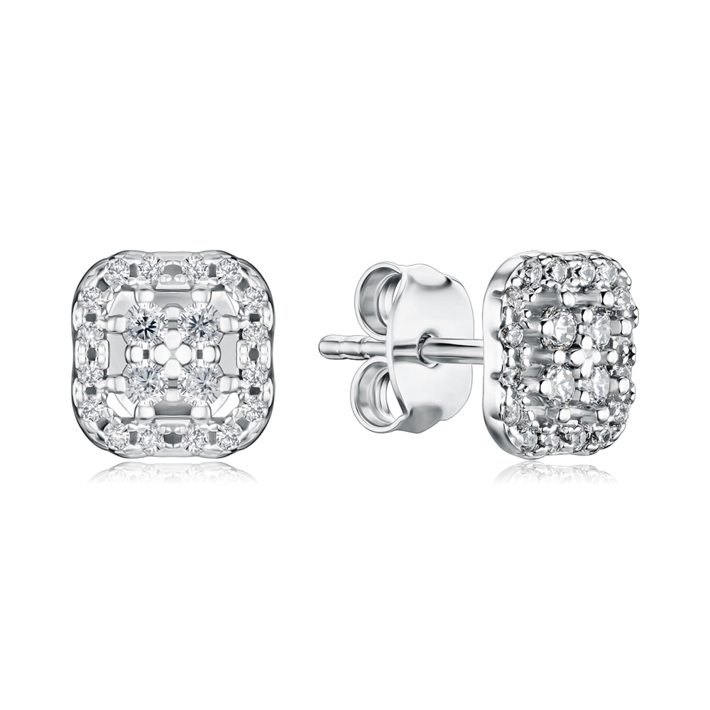 Серебряные серьги-пуссеты с фианитами SZDE00445-E/12/1