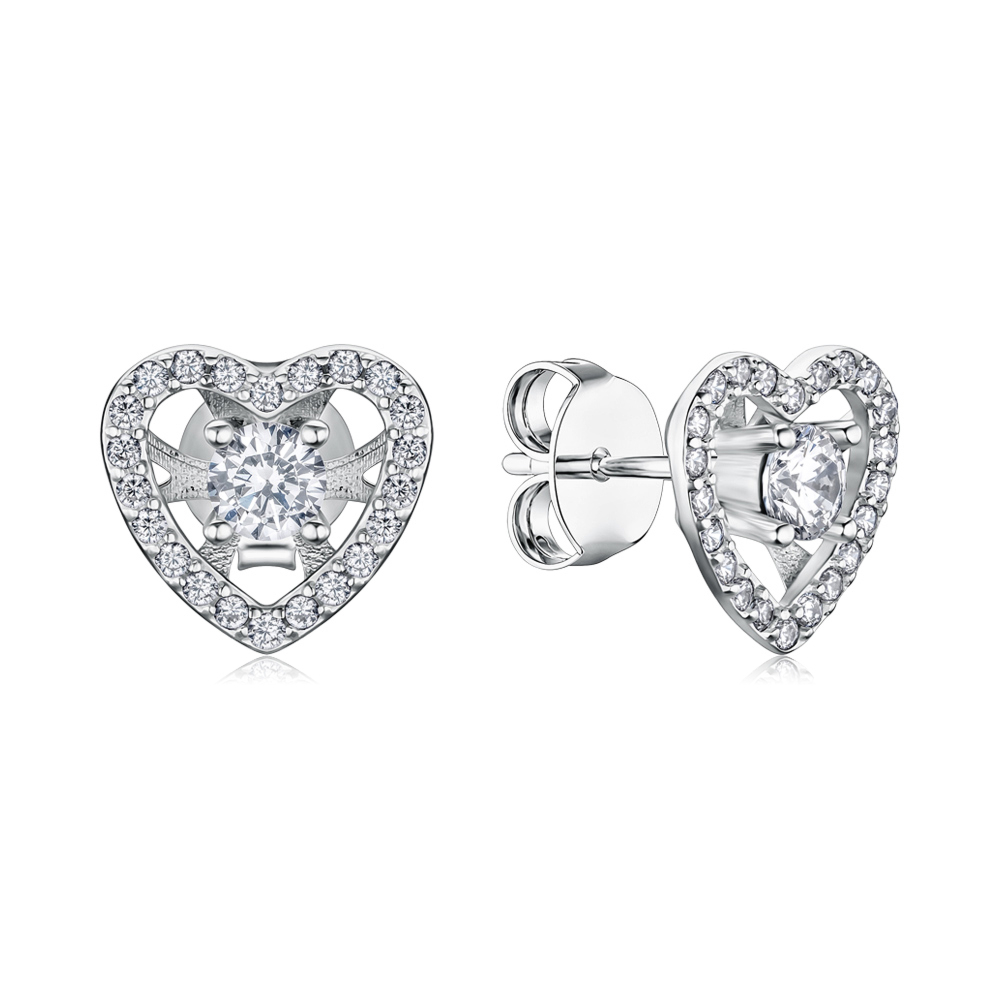 Срібні сережки-пусети з фіанітами SZDE00469-E/12/1