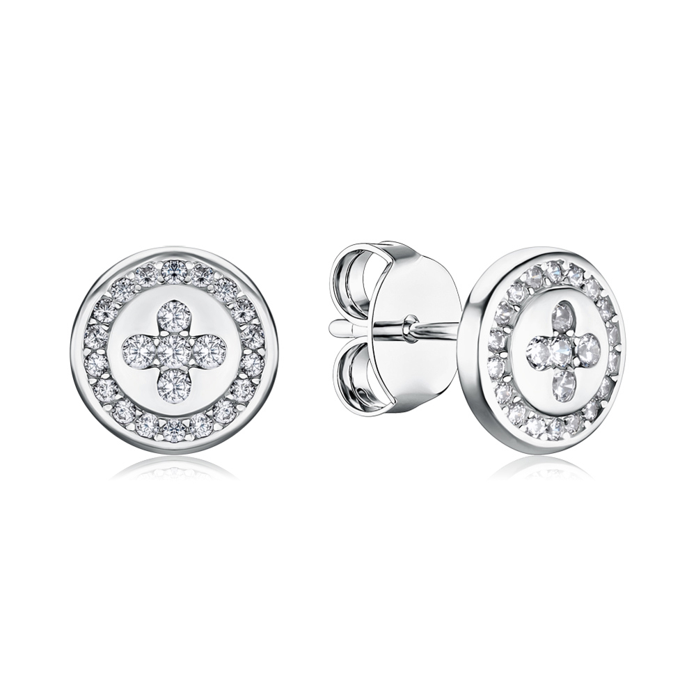 Серебряные серьги-пуссеты с фианитами SZDE00523-E/12/1