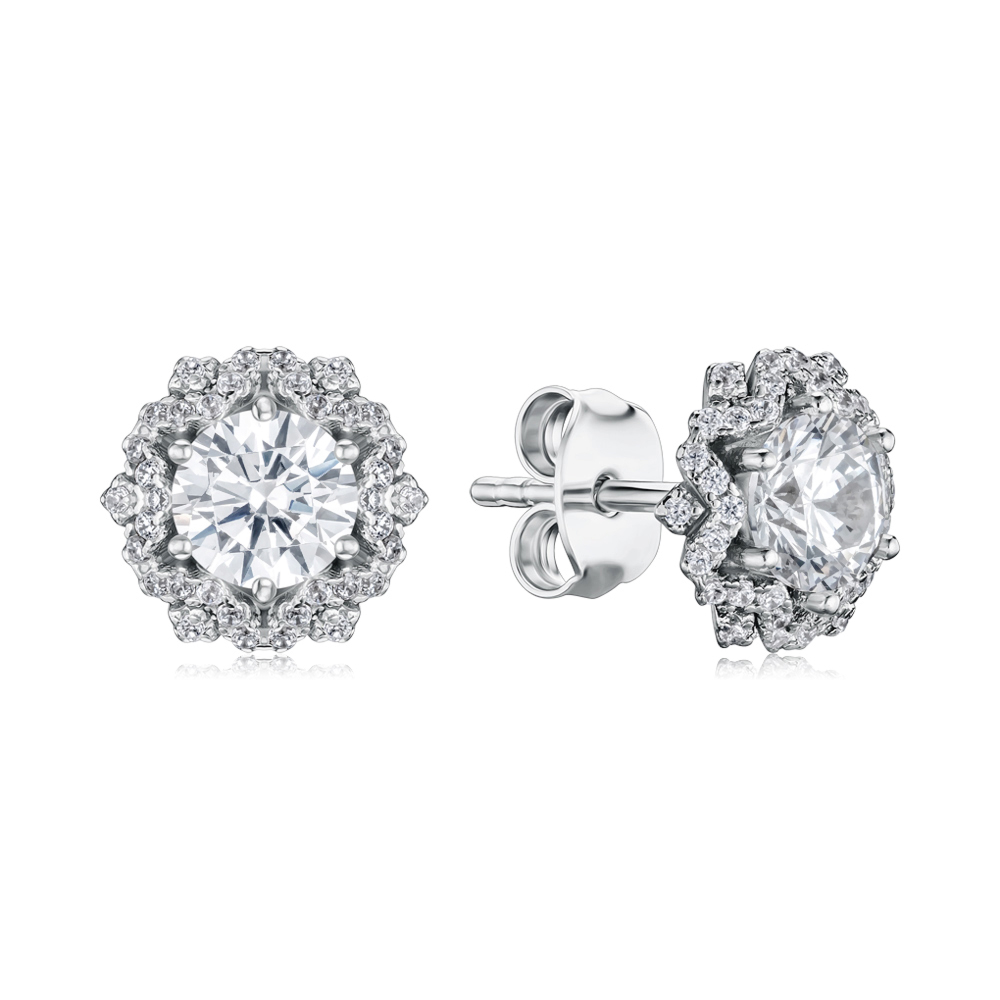 Срібні сережки з фіанітами SZDE00638-E/12/1