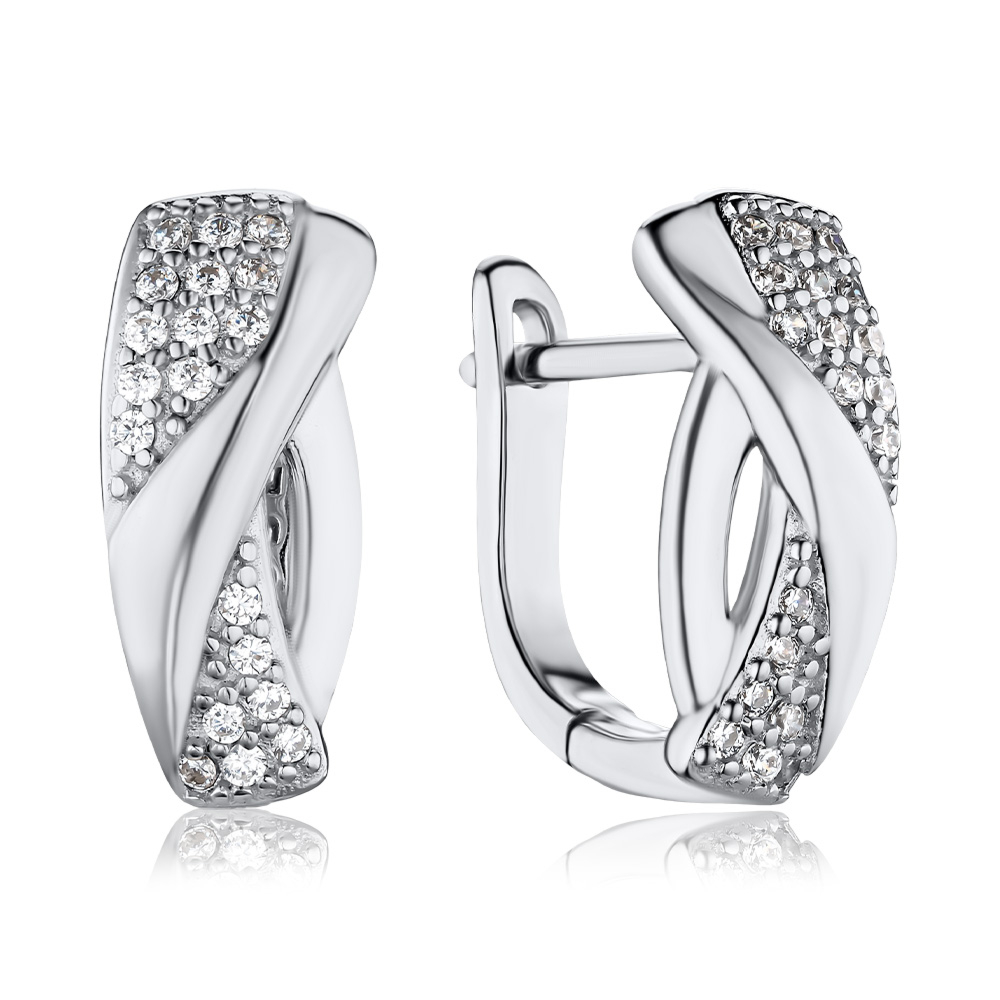 Срібні сережки з фіанітами SZDE04897-E/12/1