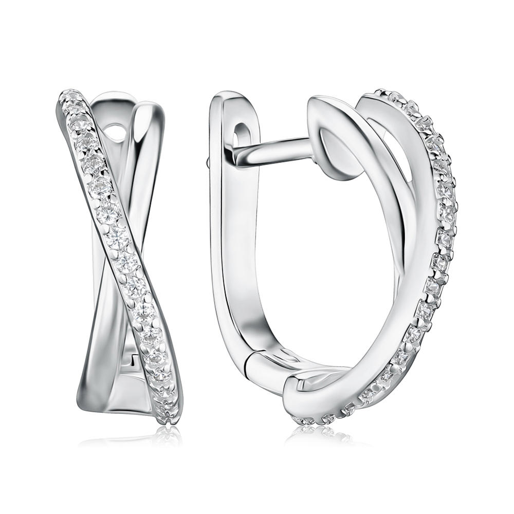 Срібні сережки з фіанітами SZDE04954-E/12/1