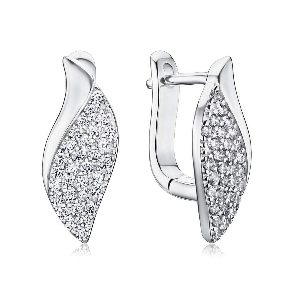 Срібні сережки з фіанітами SZDE05003-E/12/1