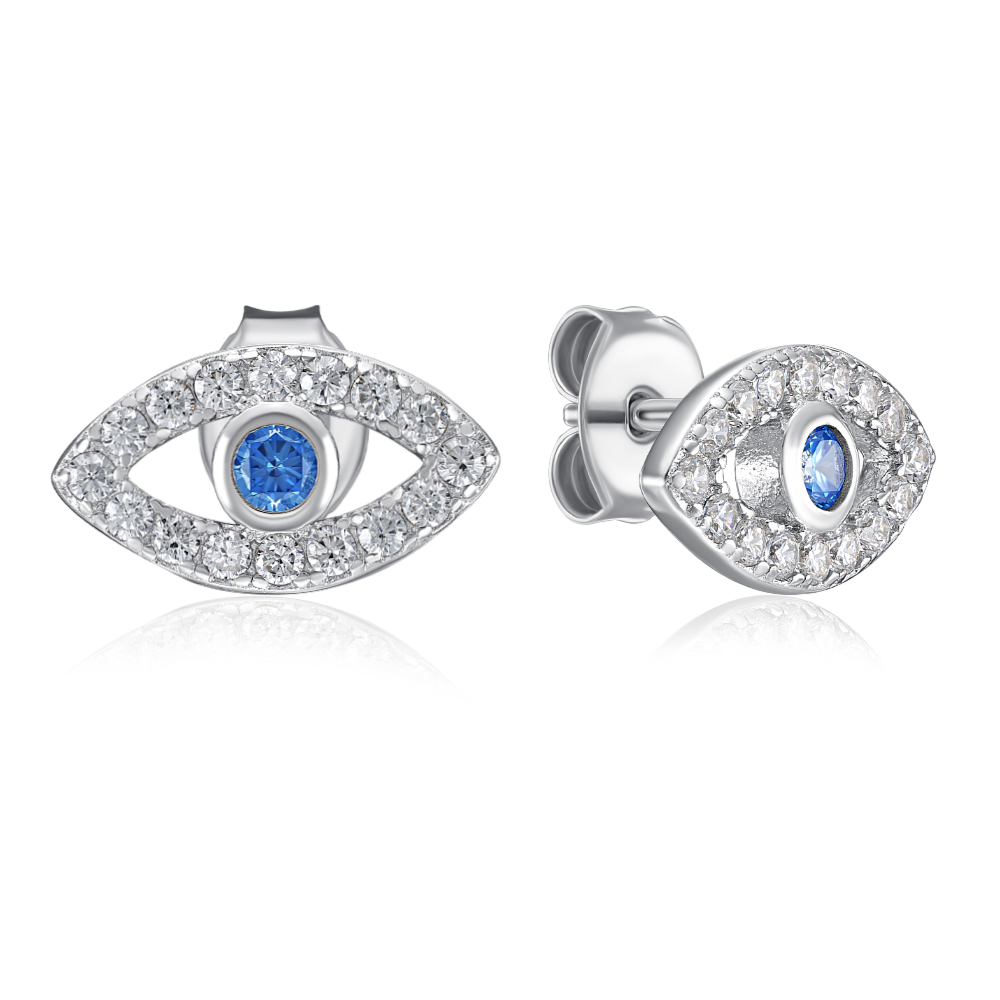 Серебряные пуссеты с фианитами. Артикул SZDE05848-E/12/1505
