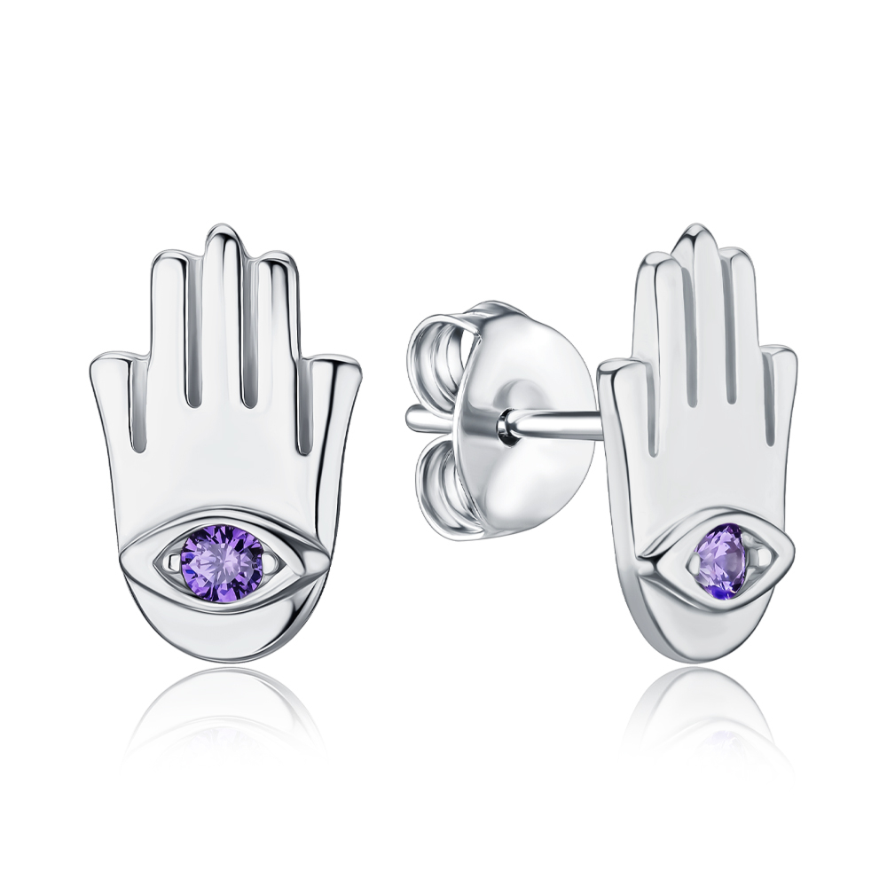 Срібні сережки з фіанітами SZDE05855-E/12/1507