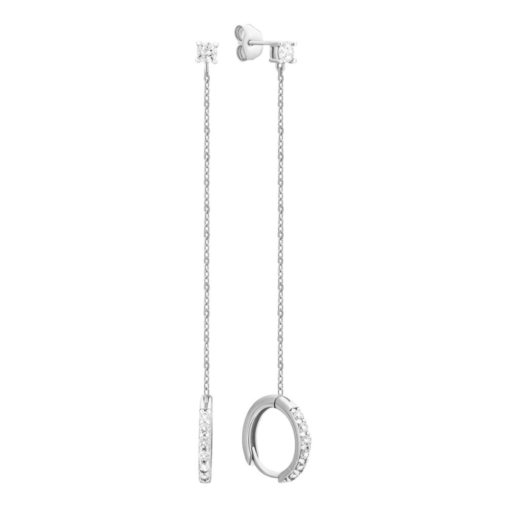 Серебряные серьги-подвески с фианитами. Артикул UG5SZDE10421