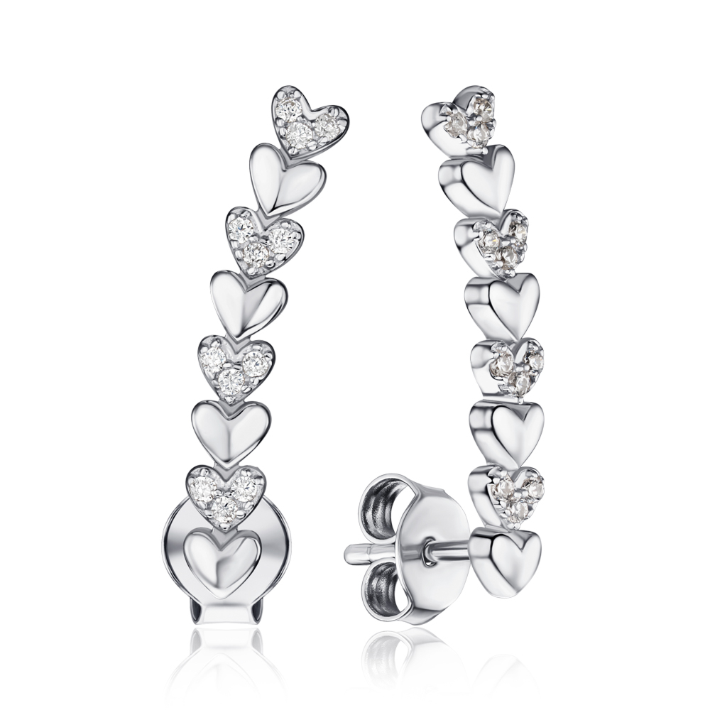 Серебряные серьги-пуссеты с фианитами SZDE14472-E/12/1