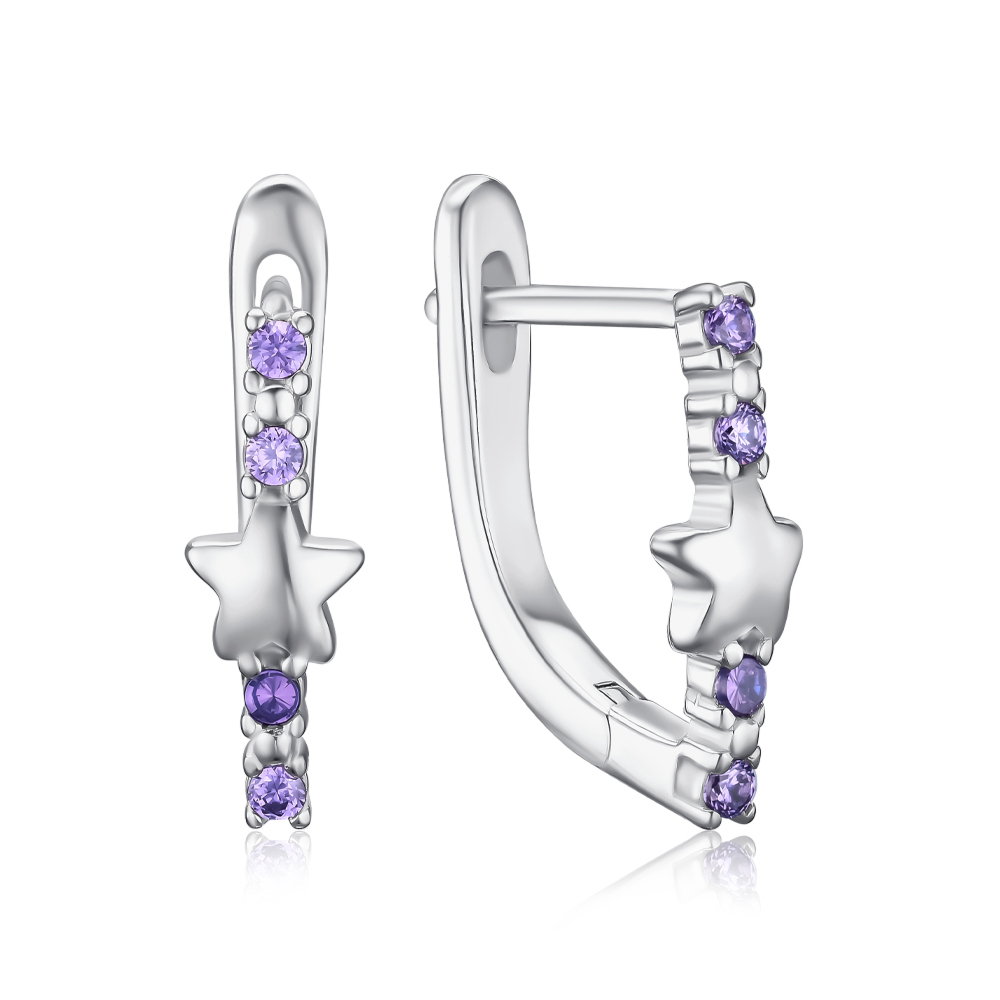 Срібні сережки Зірочки з фіанітами SZDE15059-E/12/1507