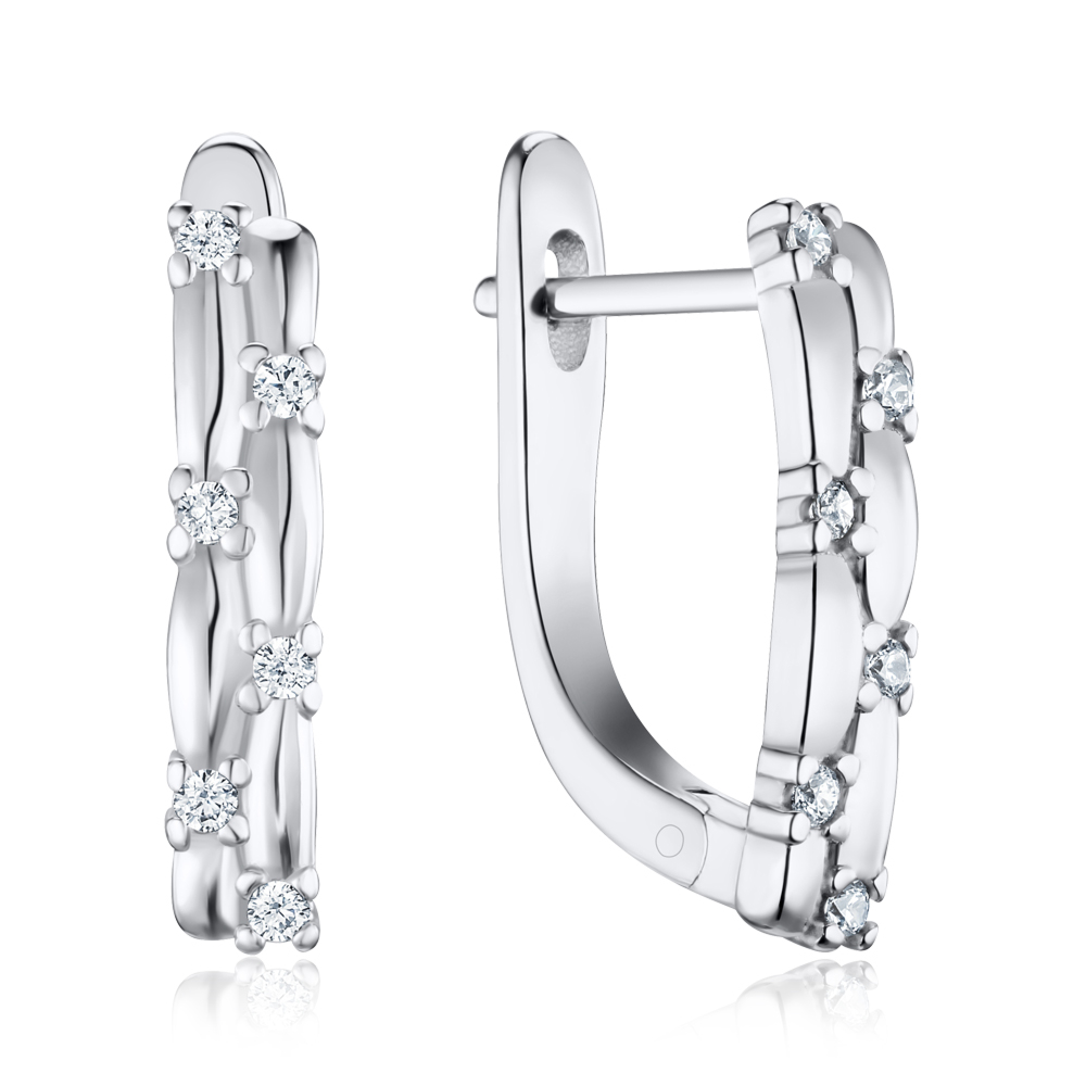 Срібні сережки з фіанітами SZDE15066-E/12/1