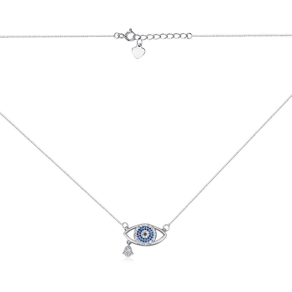 Серебряное колье «Глаз Фатимы» с фианитами SZDN03569-K/12/3282