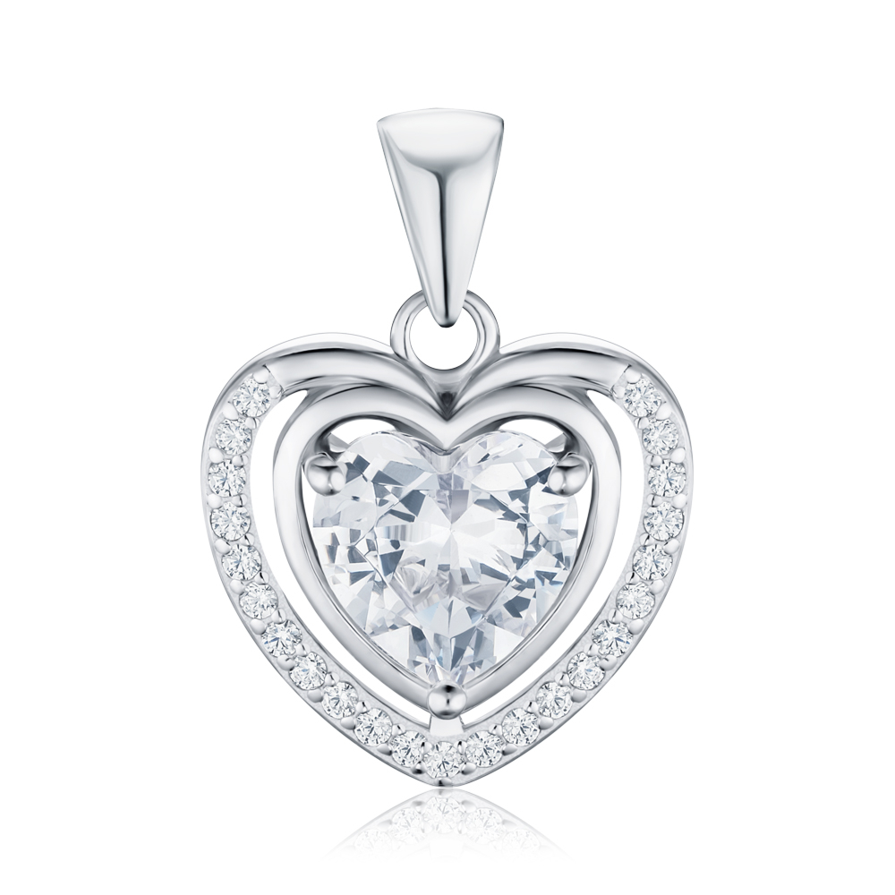Срібна підвіска Серце з фіанітами SZDP01721-P/12/1