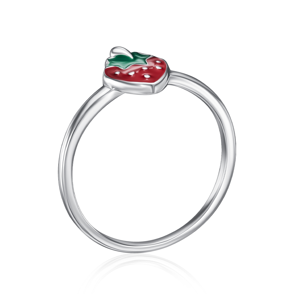 Срібна каблучка "Полуниця" з емаллю DR07788-R/12/957