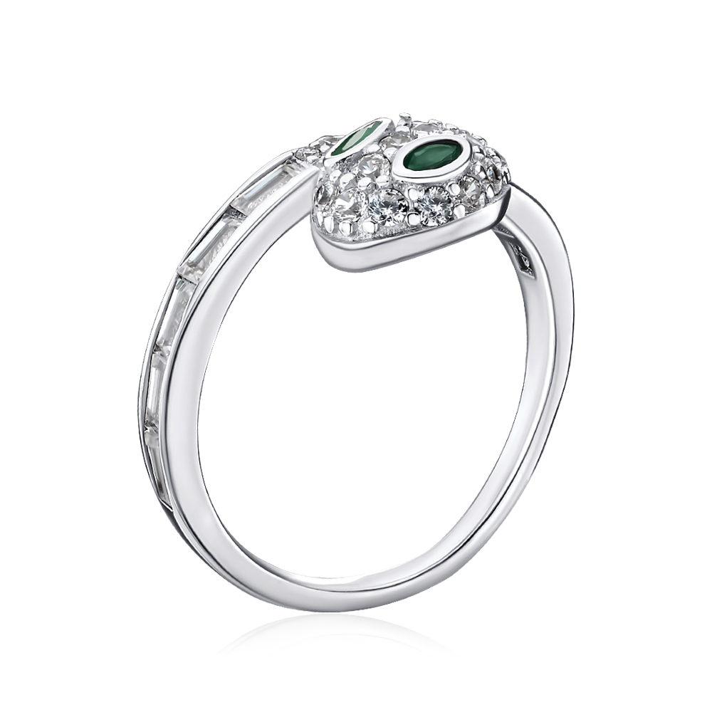 Срібна каблучка " Змія" з фіанітами TA03843-R/12/808