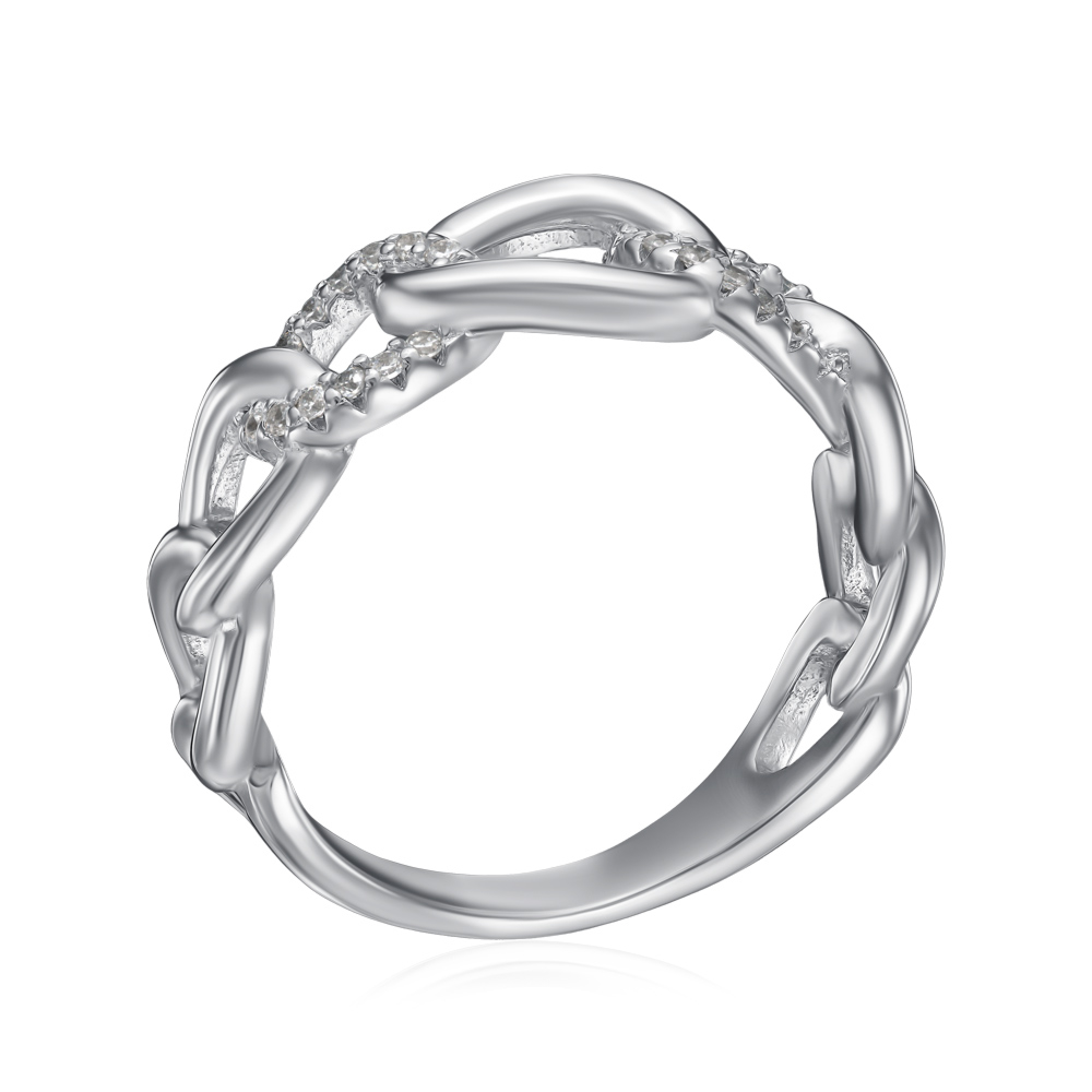 Серебряное кольцо с фианитами. Артикул TA03970-R/12/1