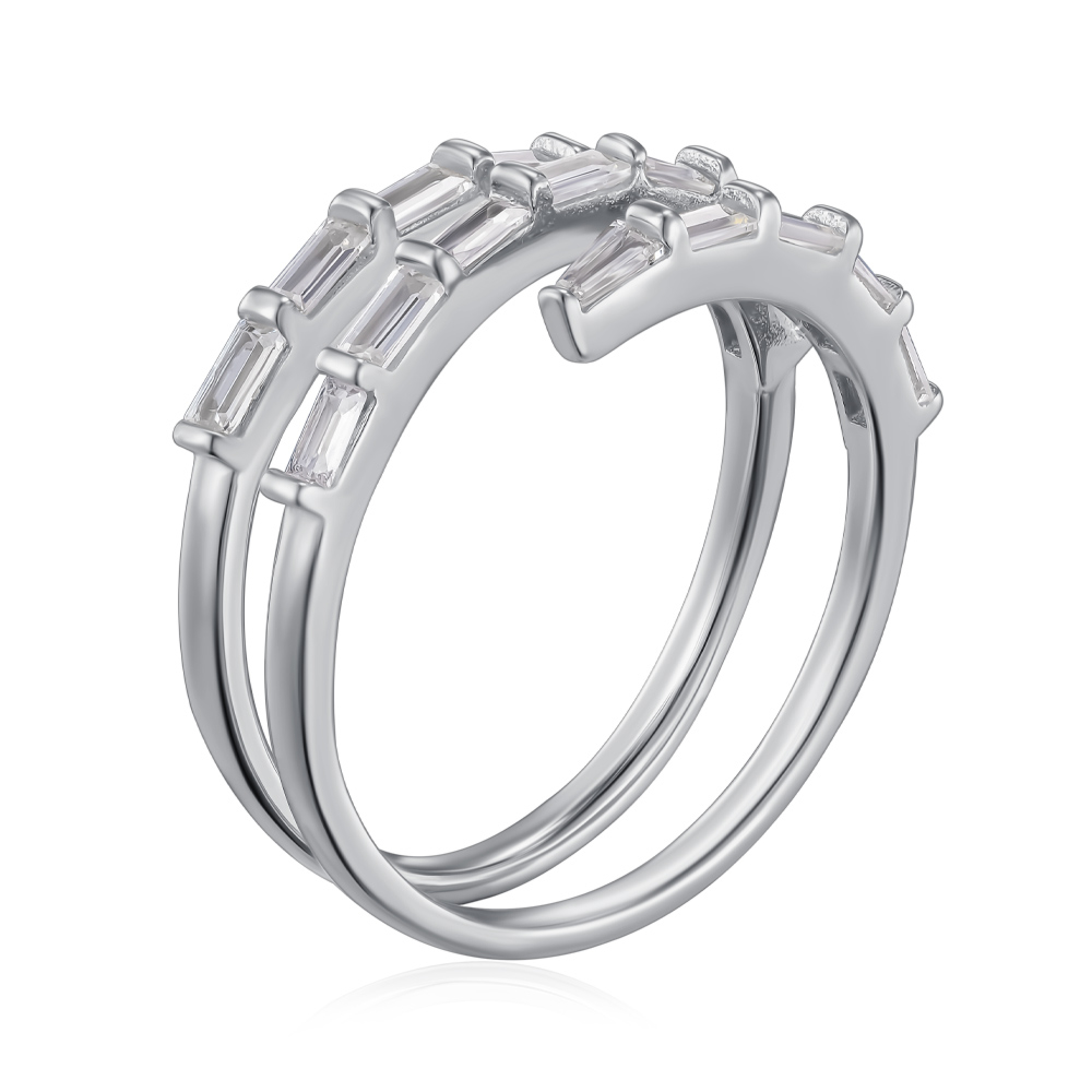 Серебряное кольцо с фианитами. Артикул TA06878-R/12/1