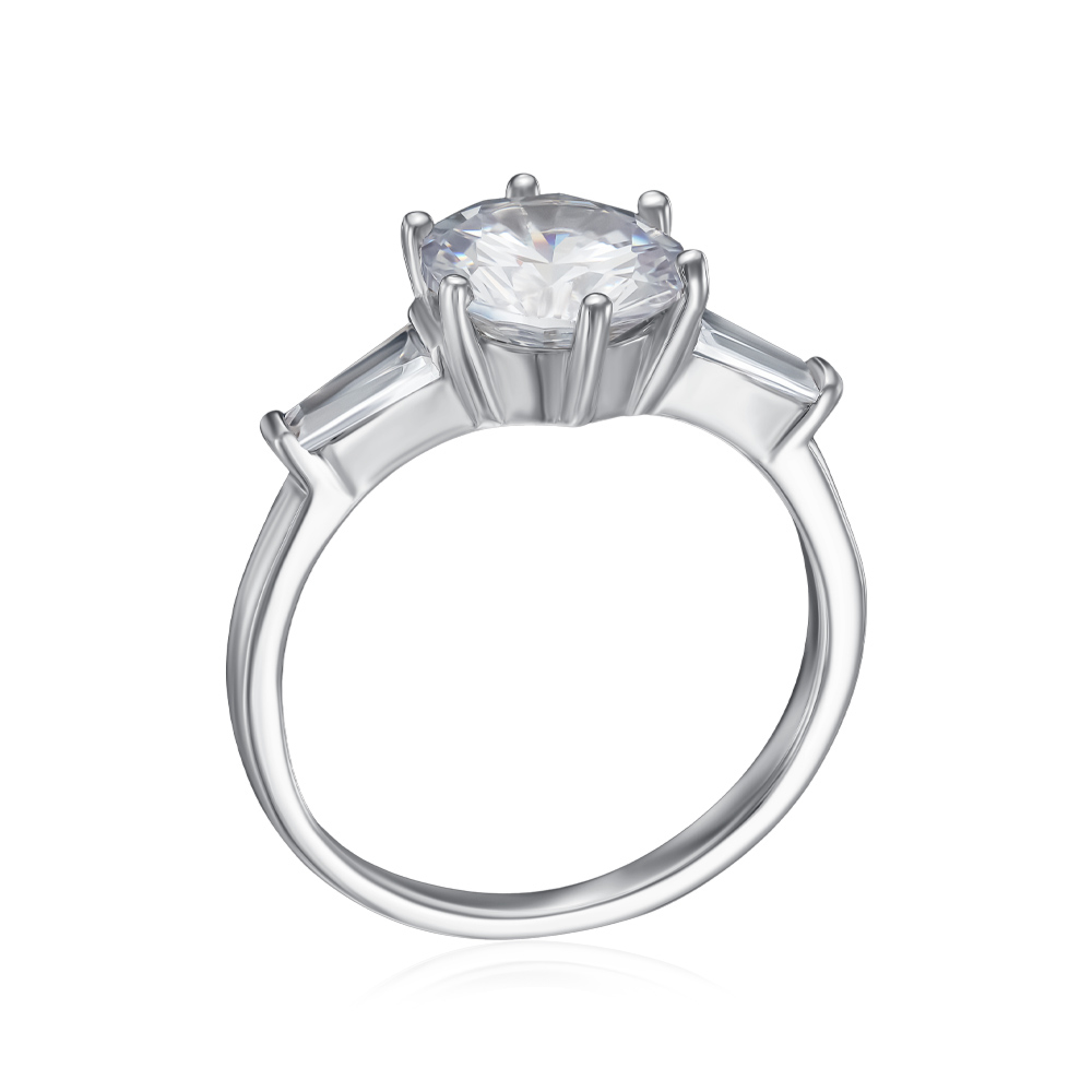Серебряное кольцо с фианитом. Артикул TA08252-R/12/1