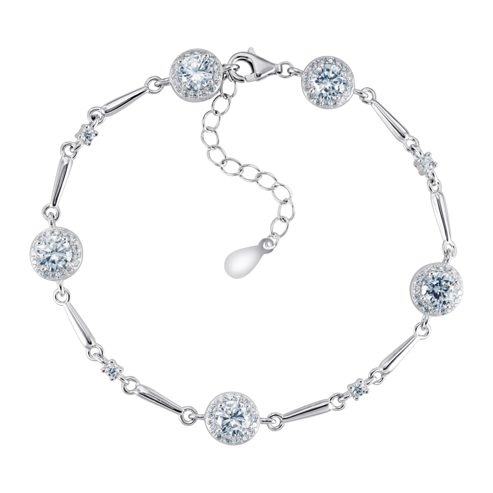 Серебряный браслет с фианитами. Артикул TD03381-B/12/1